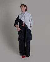 Summer Dress in Dove and Black Pieced Cotton PoplinSummer Dress