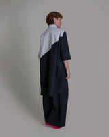 Summer Dress in Dove and Black Pieced Cotton PoplinSummer Dress
