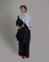 Summer Dress in Dove and Black Pieced Cotton PoplinSummer Dress