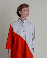 Summer Dress in Dove and Persimmon Pieced Cotton PoplinSummer Dress