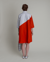 Summer Dress in Dove and Persimmon Pieced Cotton PoplinSummer Dress