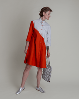 Summer Dress in Dove and Persimmon Pieced Cotton PoplinSummer Dress
