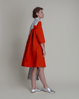 Summer Dress in Dove and Persimmon Pieced Cotton PoplinSummer Dress