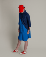 Summer Dress in Navy and Bright Blue Pieced Cotton PoplinSummer Dress