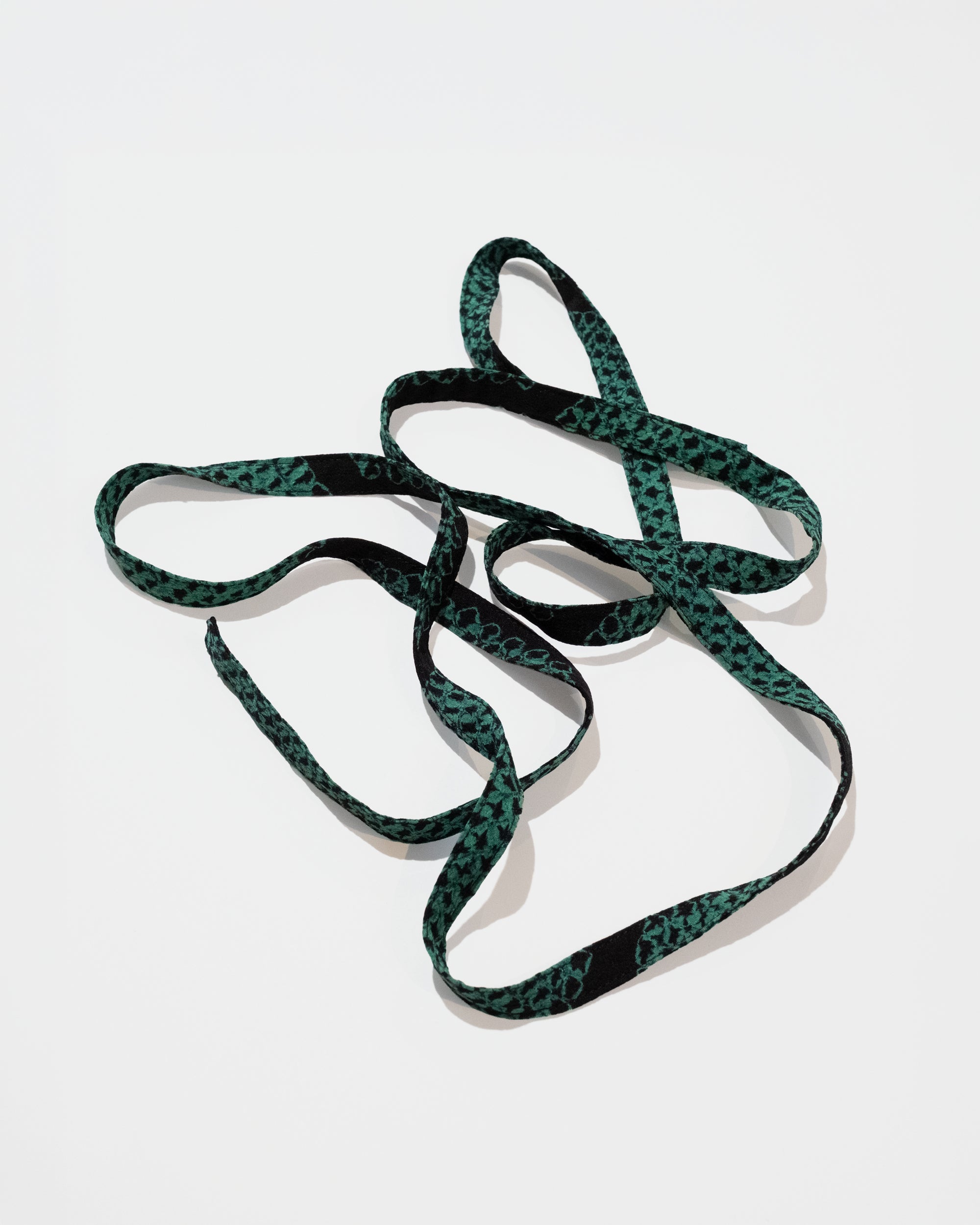 Skinny Ribbon Tie in Vintage Black and Teal Tie-dyedJapanese Silk No.102
