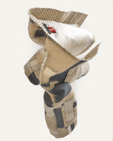 Temple Jacket in Beige and Deep Ocean Blue Vintage Japanese Linen MixPieced & Patchwork