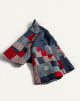 Temple Jacket in Blue and Red Vintage Japanese Linen MixPieced & Patchwork