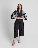 Temple Jacket in Vintage Japanese Stencil-Printed Indigo Cotton