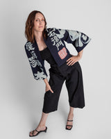 Temple Jacket in Vintage Japanese Stencil-Printed Indigo Cotton