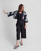 Temple Jacket in Vintage Japanese Stencil-Printed Indigo Cotton