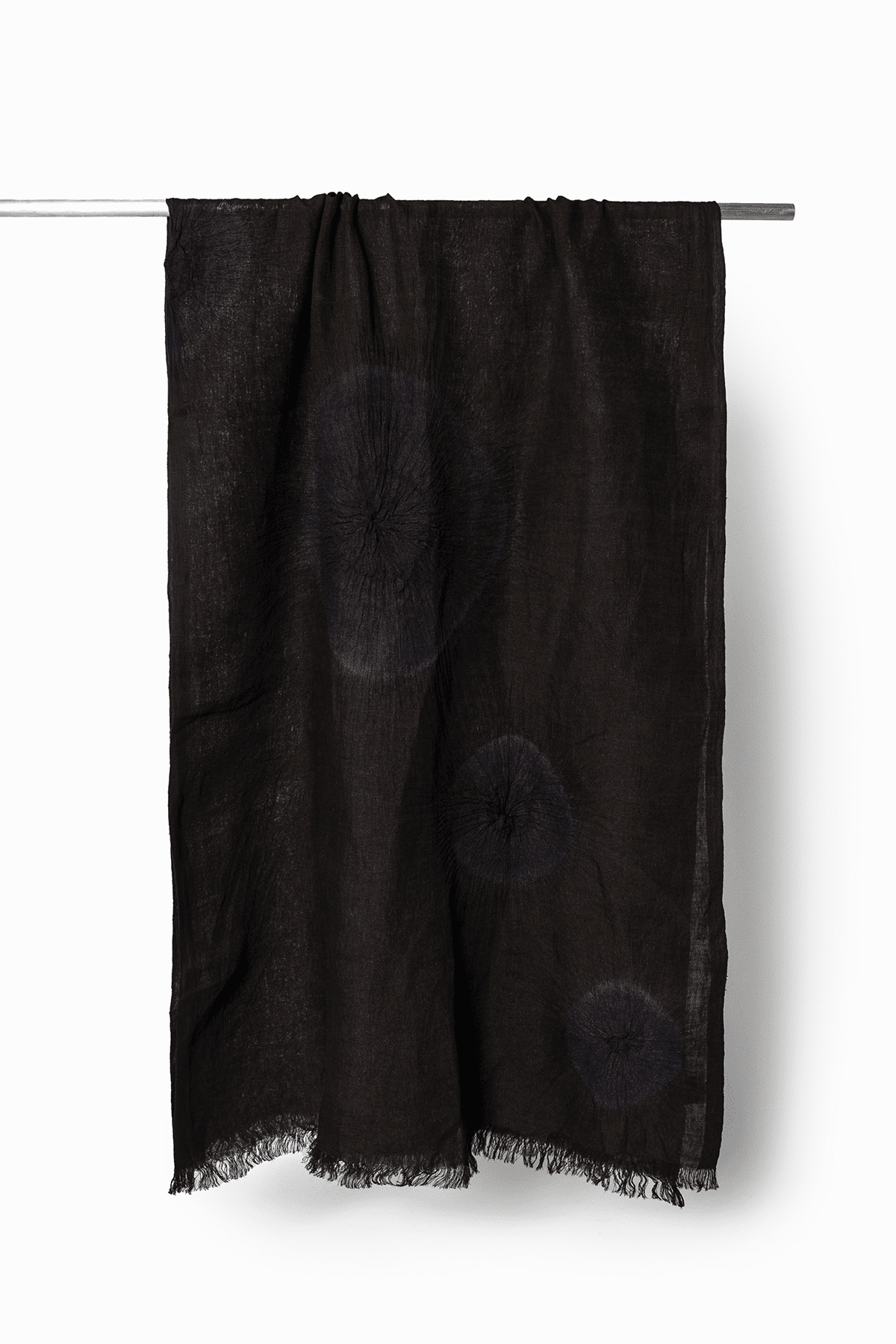 Tie - Dyed Linen Shawl with Dark Blue Dots