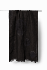 Tie - Dyed Linen Shawl with Dark Blue Dots