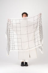 Trame Off-white Embroidered Wool and Silk StoleScarves