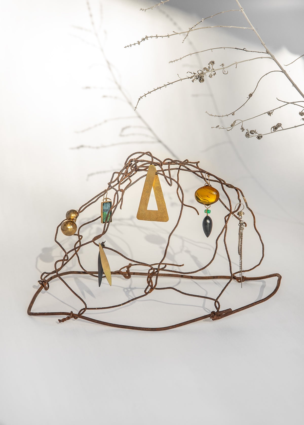 Triangle Loops Brass Earrings