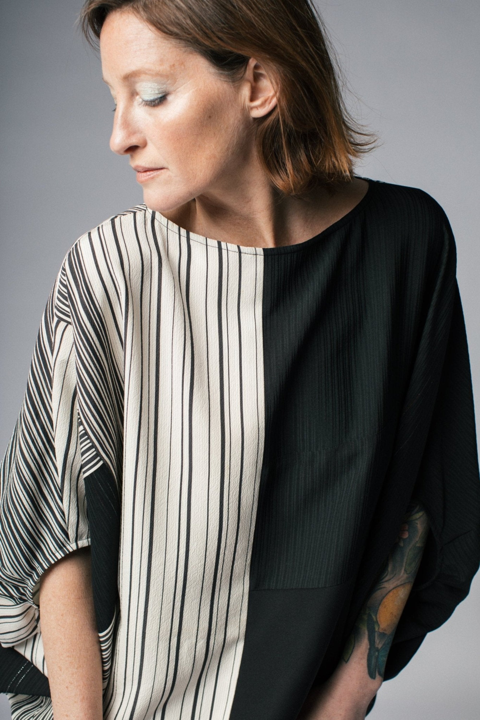 Tunnel Top in Pieced Vintage Japanese Silk Stripe