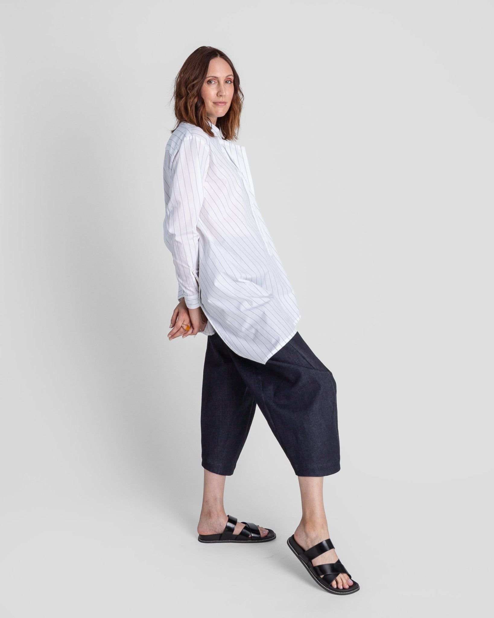 White Cotton Tilt Shirt with Thin Black StripeTilt Shirts