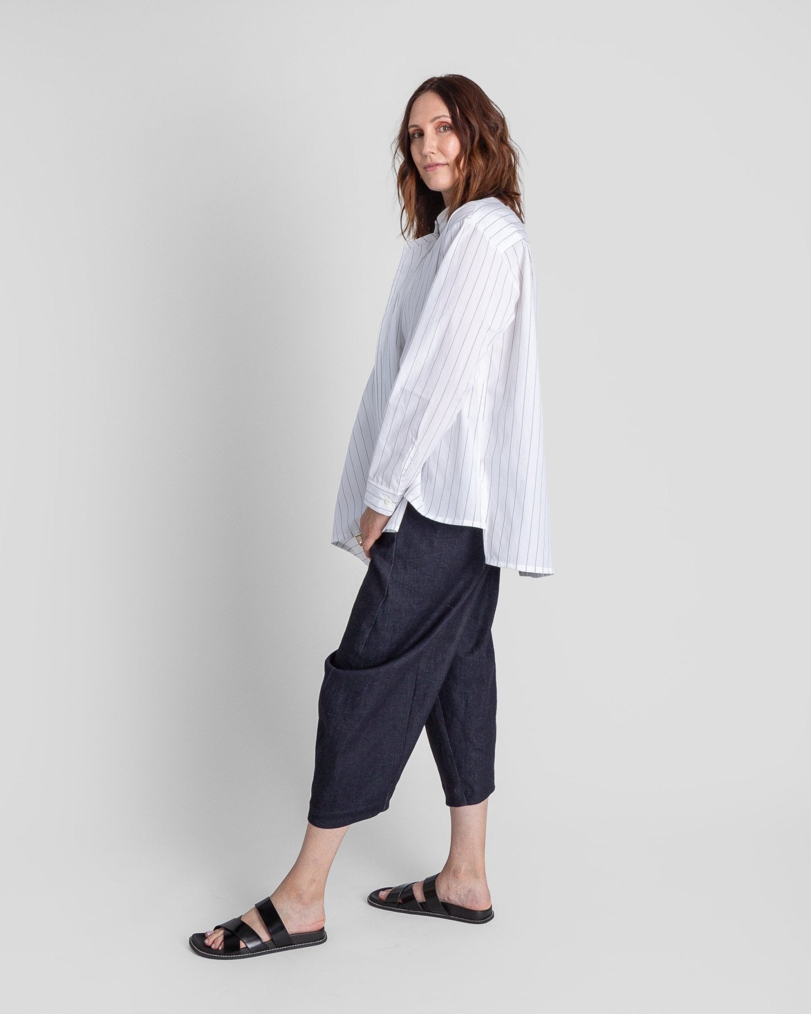 White Cotton Tilt Shirt with Thin Black StripeTilt Shirts