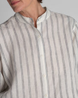 Mini Shirt in White and Black Striped Japanese Linen