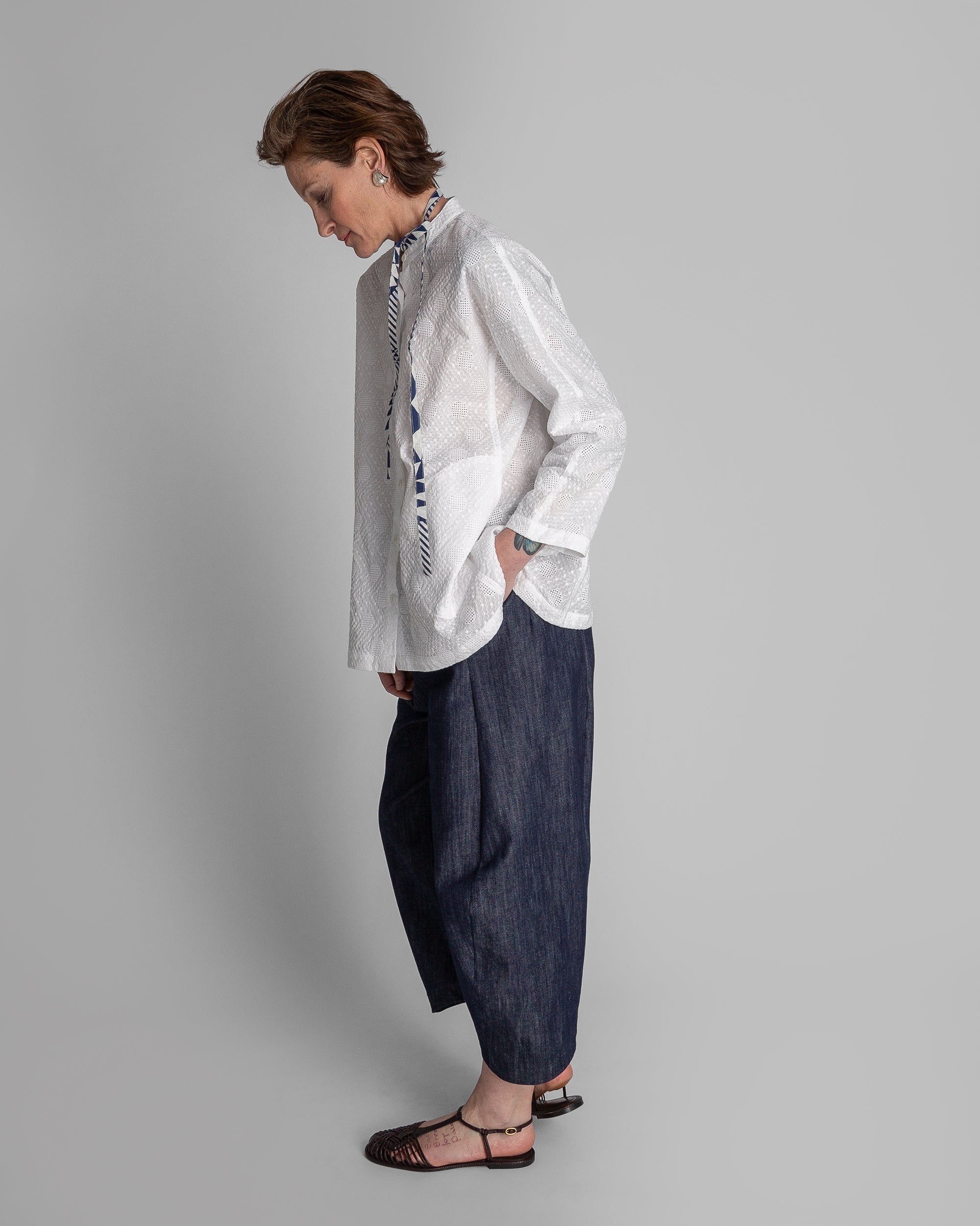 Japan Shirt in White Nuno Cotton