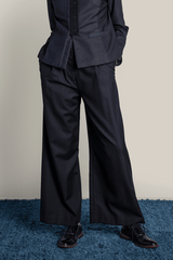 Wide Leg Pant in Menswear Pinstripe Wool