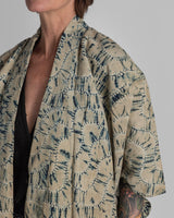 Yukata Kimono in Indigo and Beige Tie - Dyed CottonKimonos