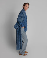 Yukata Kimono in Indigo and White Tie - Dyed CottonKimonos