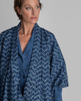 Yukata Kimono in Indigo and White Tie - Dyed CottonKimonos
