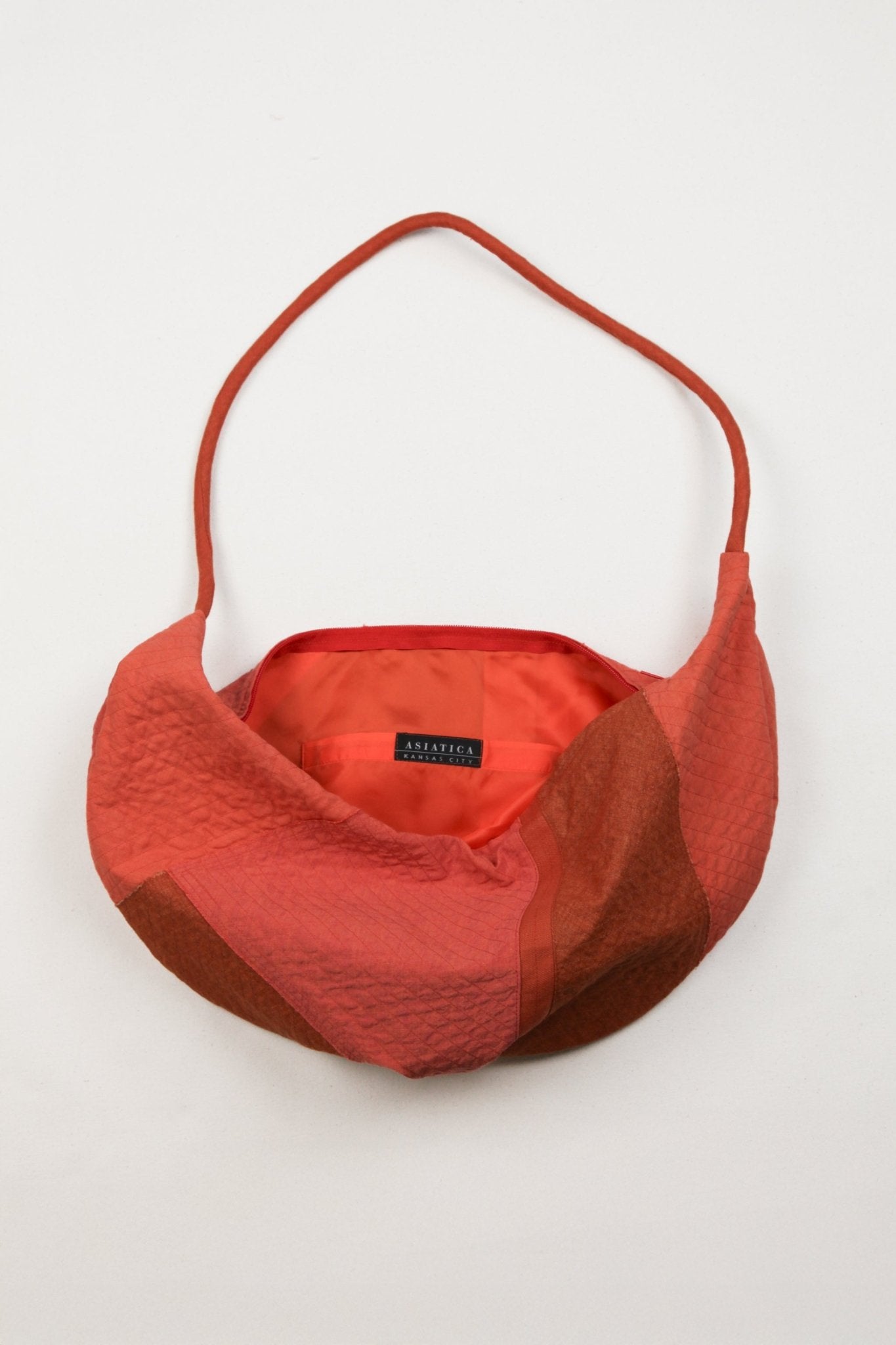 Zip Bag in Raw - Pieced Orange Linen - 09